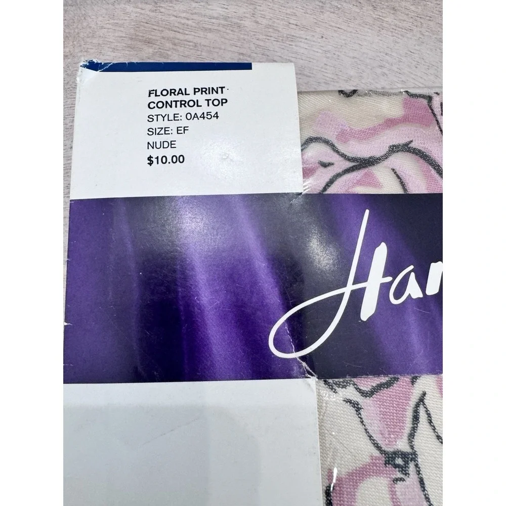 Hanes Floral Print‎  Nude Pantyhose Sz. EF Style OA454  Made in Italy Vtg 2004